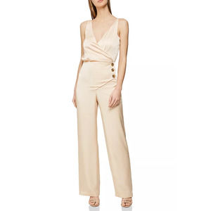 REISS Antonia Button Detail Jumpsuit In Gold US 10